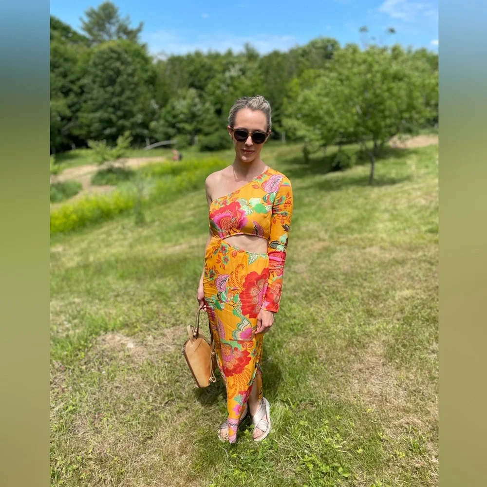 FARM Rio Tangerine Orange Single-Shoulder Printed Maxi Dress - Picture 11 of 11